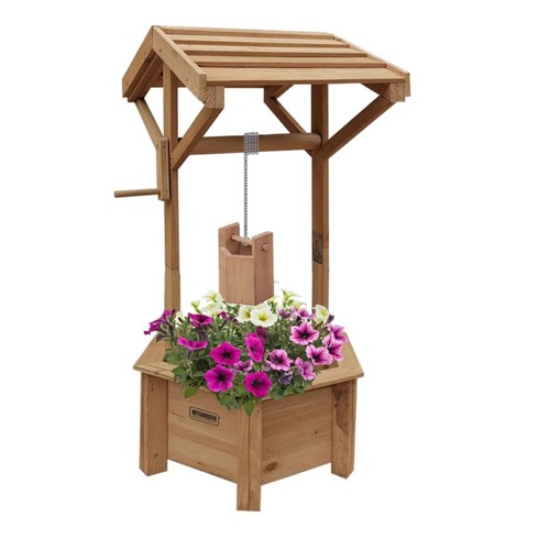 Wooden wishing well garden - wooden,