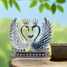 Swan Couple Statue Freestanding Swan Ornament for Living Room Home Cabinets