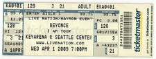 2009 Beyonce Full Complete Concert Ticket Stub Seattle WA