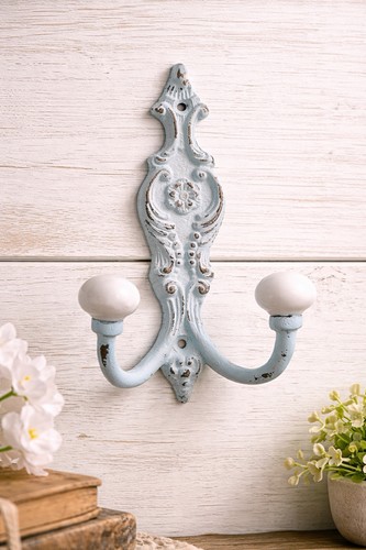 Powder blue metal wall - metal, hook