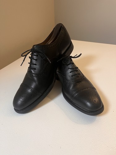 Loake black leather cap toe - leather,