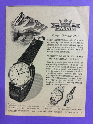 Marvin swiss chronometer watch - chronometer,
