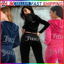 UK Womens Y2K Juicy Logo Couture Tracksuit 2-piece Set-Sport Suit Velvet Jogging
