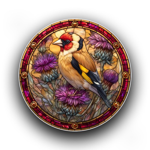 Goldfinch bird spring stained - goldfinch,