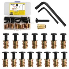 30 Pcs M6 Threaded Inserts for Wood with Bolts Set 15 Furniture Hex Socket Drive