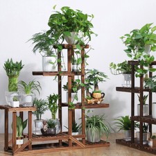 Outdoor 5 Tier Wooden Plant Stand Garden Flowerpot Shelf Bonsai Display Shelves