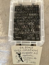 24 PT GILL SHADOW COMPLETE A-Z UPPERCASE & NUMBERS LETTERPRESS PRINT TYPE
