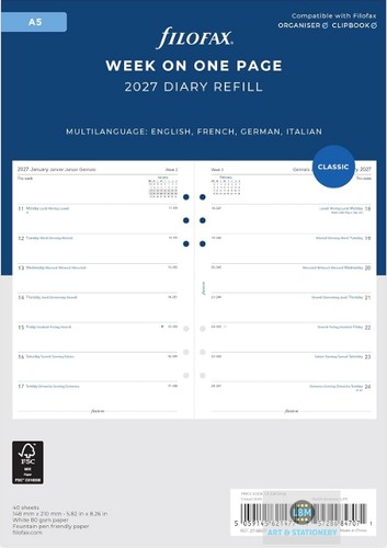 Filofax 2027 diary week - a5,
