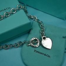 Tiffany & Co Chunky Chain Necklace Return to Heart Tag Toggle Clasp 16.5 Inch