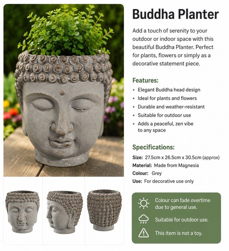 Buddha head planter garden - buddha,