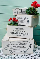 Vintage Rustic Wooden Crate Grey Paint with Lid  4 Sizes To Choose FREE SHiPPiNG