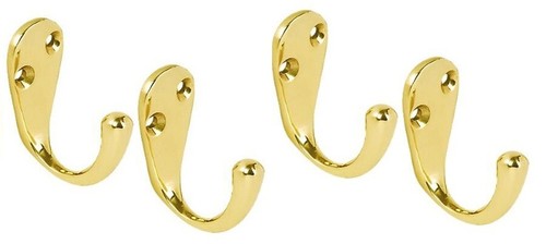 Solid brass coat hooks - solid, x4