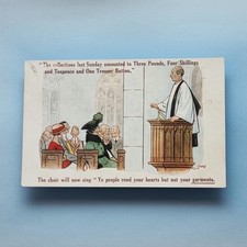 Comic Postcard 1922 Vicar Church Pulpit Collection Lady Fur Fashion F G Lewin