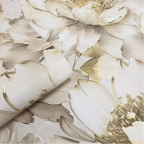 Cream gold floral wallpaper - floral, 3d