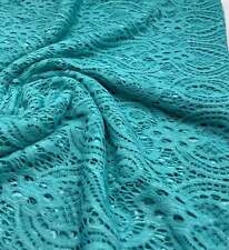 Mint Green Floral Textured Lace Fabric Stretch