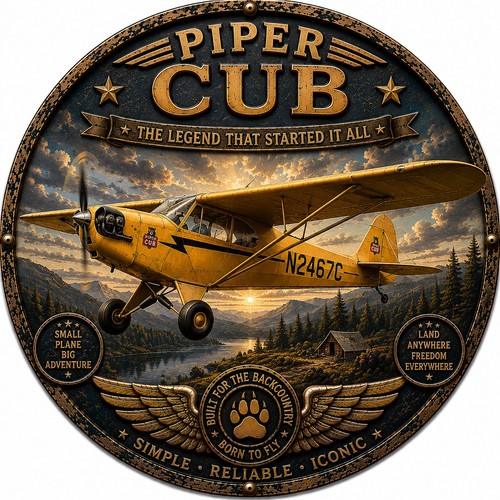 Piper cub metal sign - piper,