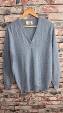 James Pringle 100% Cashmere Blue Men’s V Neck Sweater Jumper Size 44