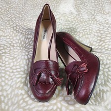 Dune London Womens Burgundy Leather Loafer Style Courts Heels Size UK 6 Tassel 