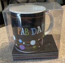 GANZ Ceramic Coffee Mug “FAB DAD” Christmas Gift NEW In Box