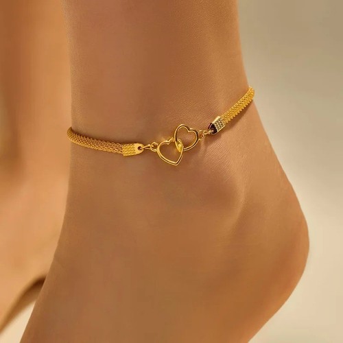 Silver ankle bracelet heart - ankle,