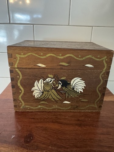 Vintage wooden recipe box - vintage,