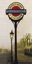 PHOTO  BAKERLOO LINE  WARWICK AVENUE UNDERGROUND STATION SIGN