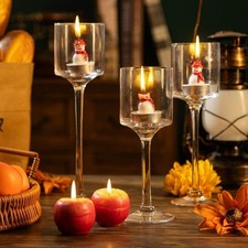 3Pcs Glass Candle Tealight