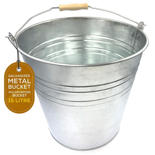 Galvanised bucket 15l - galvanised, metal