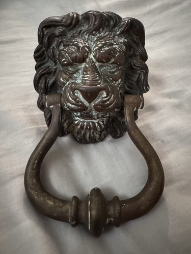 Vintage brass lions - brass, door
