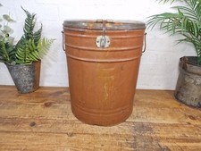Vintage Indian Industrial Galvanised Metal Rice Grain Storage Drum Bin Cannister