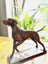 German Short Haired Pointer Dog Statue Ornament Figurine Cold Cast Bronze