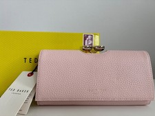 Ted Baker pink  Alyssa Teardrop Crystal Pebble Grain Leather Purse Metal Clasp