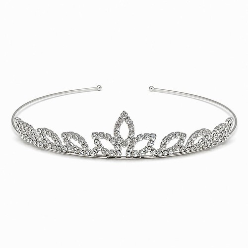 Silver crystal bridal tiara - crystal,
