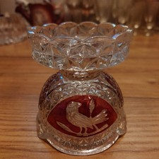 Hofbauer Byrdes vintage crystal cut red candlestick tea light holder