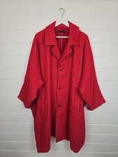Shirin Guild Red Cashmere Linen One Size Coat Oversized Boxy Mid Length