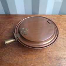Antique copper and brass bed warmer, no handle