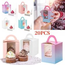 20 Cupcake Boxes Single Individual Cup Cake Box with Window Removable Inner Tray