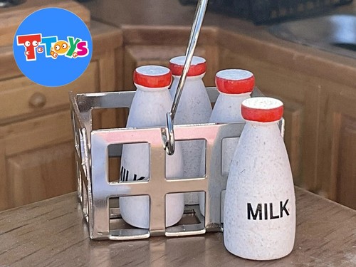 Crate with four milk - with, bottles