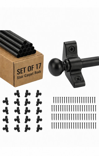 Black stair carpet rods - black,