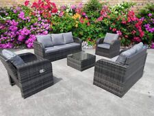 NEW RATTAN GARDEN WICKER OUTDOOR CONSERVATORY CORNER SOFA FURNITURE SET RECLINER