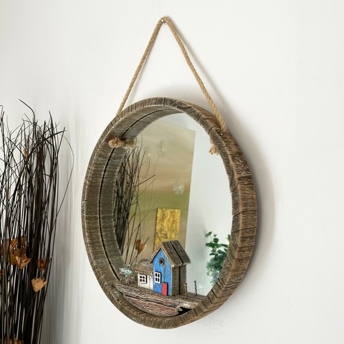 Rustic beach hut mirror wood - beach,