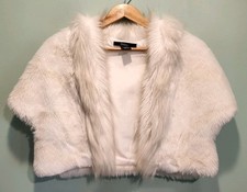 Ivory Faux Fur Shrug Lined Hoco Formal Bridesmaid OSFM
