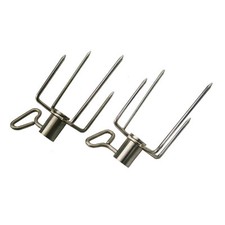 BBQ ROTISSERIE SPIT HEAVY DUTY CHICKEN FORKS X 2 !!STAINLESS STEEL!!