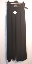 Zara Black High Waist Belted Pleat Front Wide Leg Trousers Size S