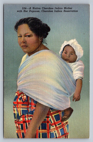 Postcard cherokee mother - mother, baby