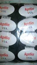 6 x 50 gm Katia Tul Tape Yarn 82% Combed Cotton # 54 Black Ruffle Scarves BiN