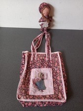 Vintage 1970s Holly Hobbie Antique Cloth Doll + Fabric Bag