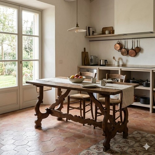 Antique refectory table walnut - table,