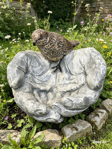 Stone garden bird hand - stone,