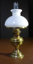 Antique brass oil lamp double